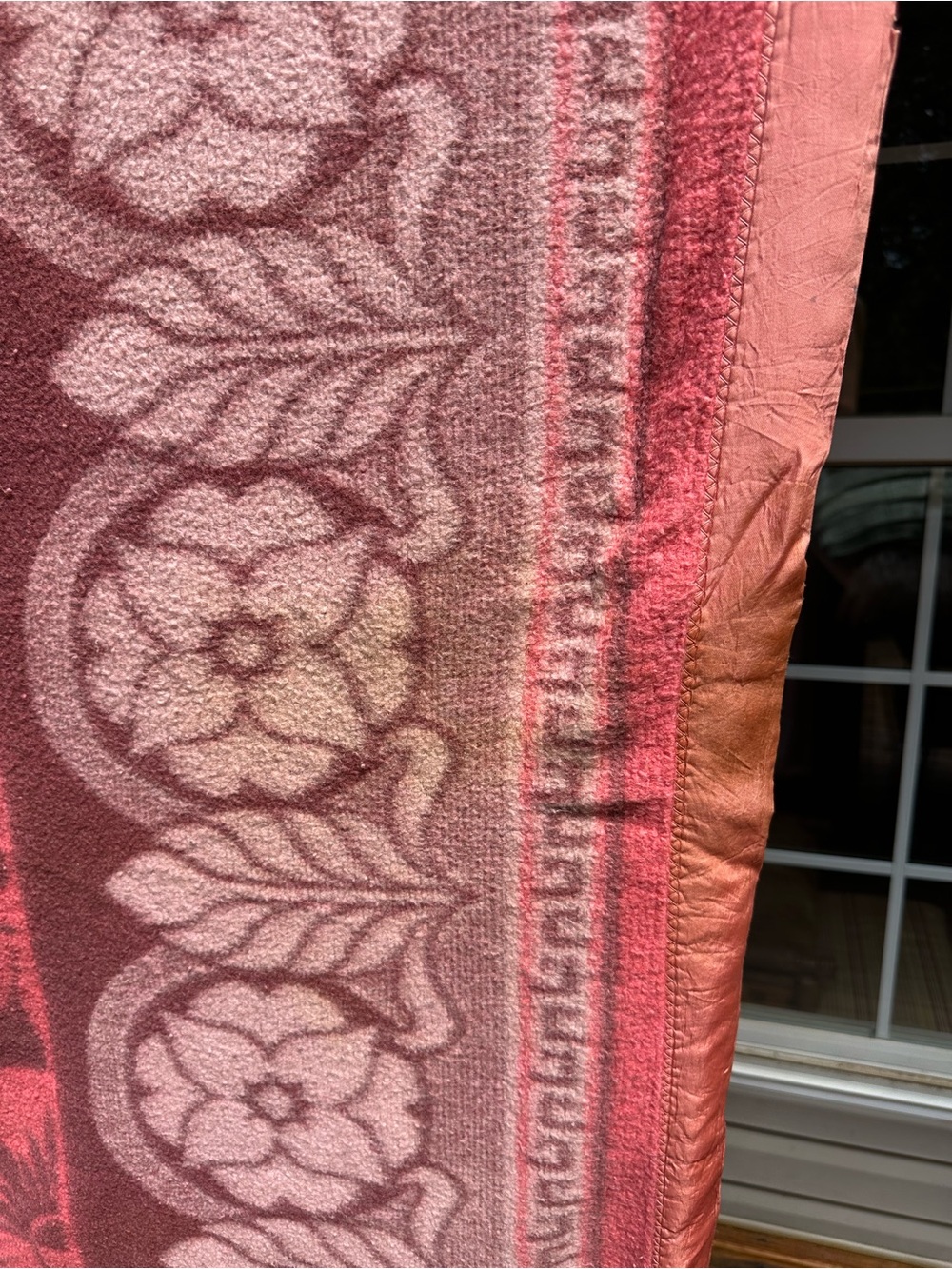 Vintage 50s 60s Pink Double Long Cotton Wool Camp Blanket Cabin Throw - Picture 8 of 14